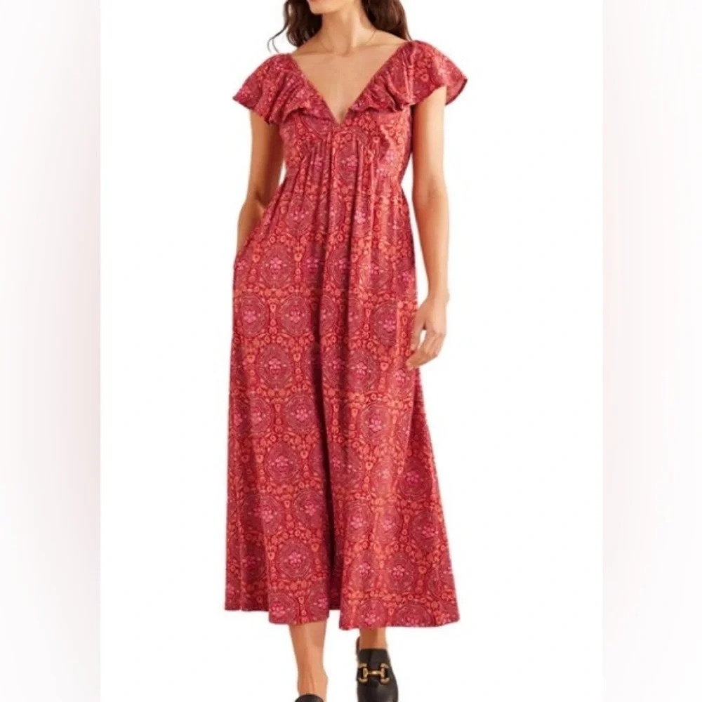 Boden Red Printed Maxi Dress